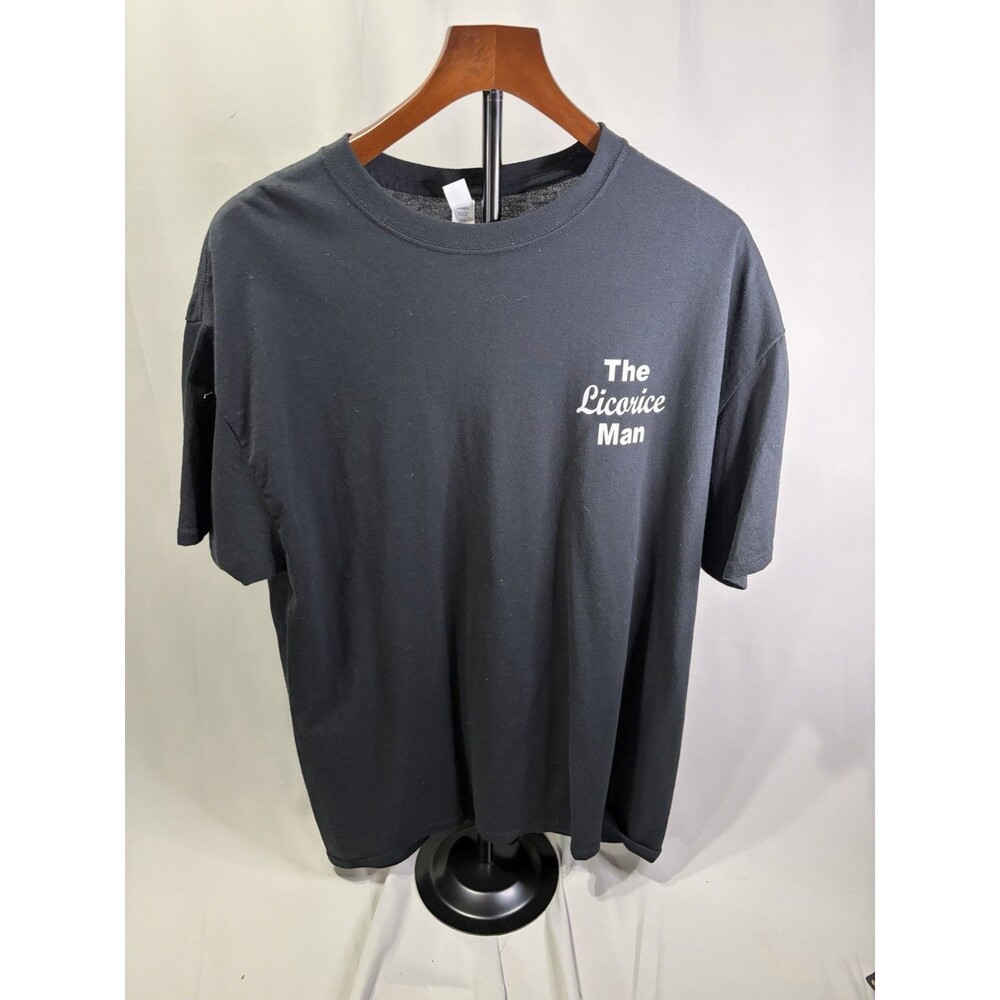 The Licorice Man T shirt, Black With White Lettering XL